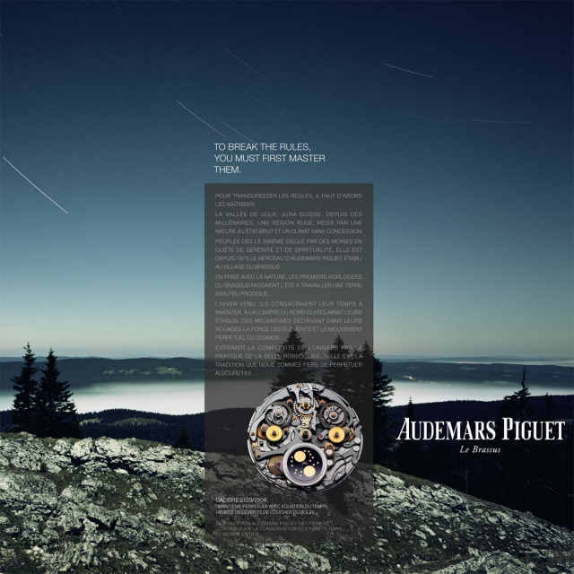 Audemars Piguet uurwerk getoond in advertententie